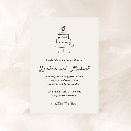 Hand getrokken taart Doodle moderne bruiloft Kaart