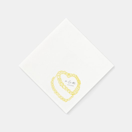 Hand getrokken taart geel grillige bruiloft servet (Hoek)