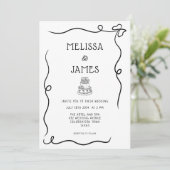 Hand getrokken taart grillige bruiloft kaart (Staand voorkant)