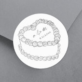 Hand getrokken taart grillige bruiloft ronde sticker