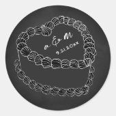 Hand getrokken  taart krijtbord bruiloft ronde sticker (Voorkant)