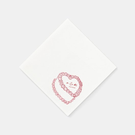 Hand getrokken  taart rood grillige bruiloft servet (Hoek)