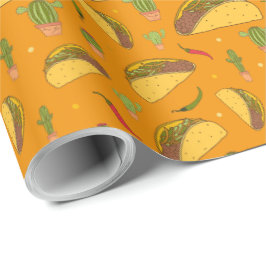 Hand getrokken taco's en chillies Mexicaans voedse Cadeaupapier