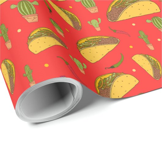 Hand getrokken taco's en chillies Mexicaanse voeds Cadeaupapier (Rol Hoek)