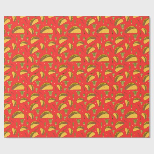 Hand getrokken taco's en chillies Mexicaanse voeds Cadeaupapier (Vlak)