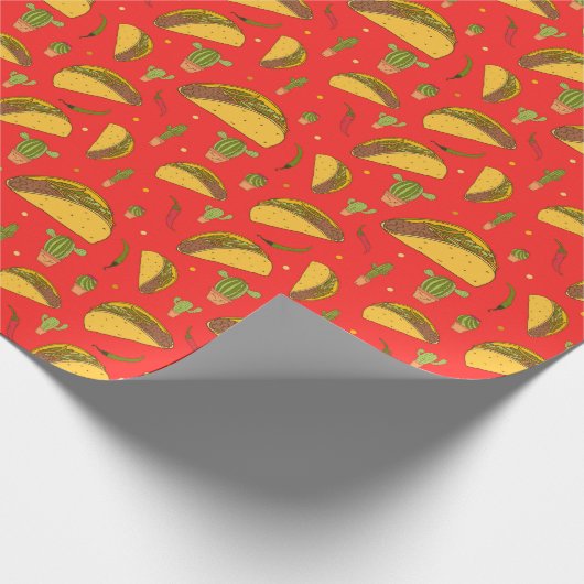 Hand getrokken taco's en chillies Mexicaanse voeds Cadeaupapier (Hoek)