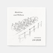 Hand getrokken tafel instellen minimalistische bru servet (Voorkant)