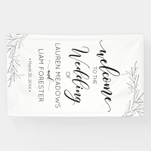 Hand getrokken takken bruiloft welkom banner (Horizontaal)