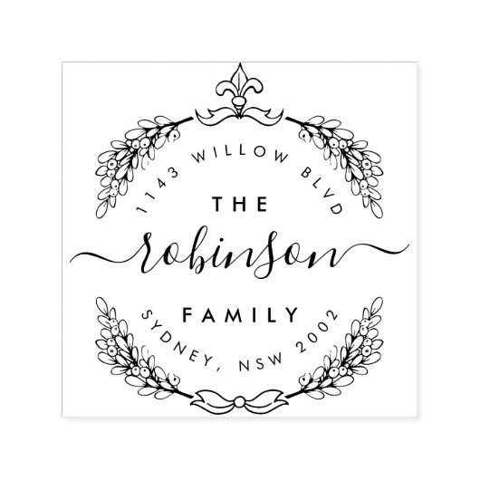 Hand getrokken takken familienaam retouradres zelfinktende stempel (Design)