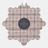 Hand getrokken Tartan Beige Plaid Foto Ornament Kaart (Achterkant)