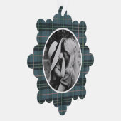 Hand getrokken Tartan blauw geruite foto Ornament Kaart (Rechts)