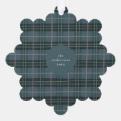 Hand getrokken Tartan blauw geruite foto Ornament Kaart (Achterkant)