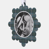 Hand getrokken Tartan blauw geruite foto Ornament Kaart (Links)