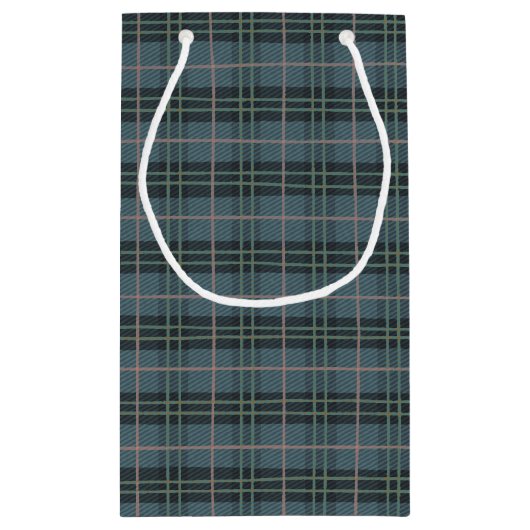 Hand getrokken Tartan Plaid Blauwe Strepen Patroon Klein Cadeauzakje (Achterkant)