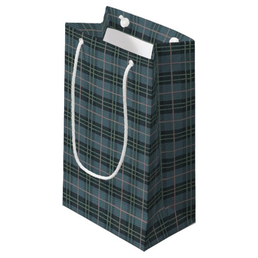 Hand getrokken Tartan Plaid Blauwe Strepen Patroon Klein Cadeauzakje (Voorkant Gekanteld)