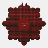 Hand getrokken Tartan rood geruite foto Ornament Kaart (Achterkant)