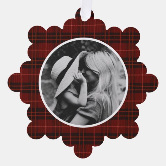 Hand getrokken Tartan rood geruite foto Ornament Kaart (Voorkant)
