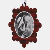 Hand getrokken Tartan rood geruite foto Ornament Kaart (Links)