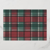 Hand getrokken Tartan Rood Goud Vrolijk Kerstfeest Folie Feestdagenkaart (Achterkant)