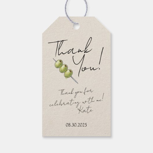 Hand getrokken teckel Martini Doodle Dank u Cadeaulabel (Achterkant)