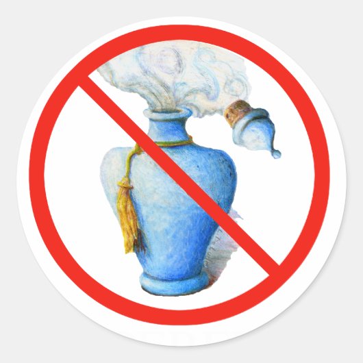 Hand getrokken teken: geen parfum ronde sticker (Voorkant)