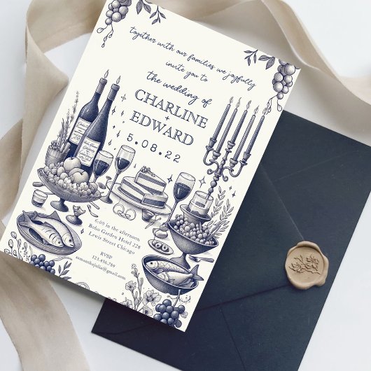 Hand getrokken Tekening Handschrift Bruiloft Kaart