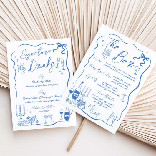 Hand getrokken tekeningen Doodles Wedding Bar Menu