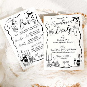 Hand getrokken tekeningen Doodles Wedding Bar Menu