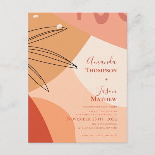 Hand getrokken terracotta Abstracte bruiloft uitno Briefkaart (Voorkant)