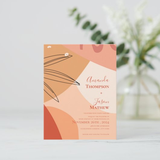 Hand getrokken terracotta Abstracte bruiloft uitno Briefkaart (Staand voorkant)
