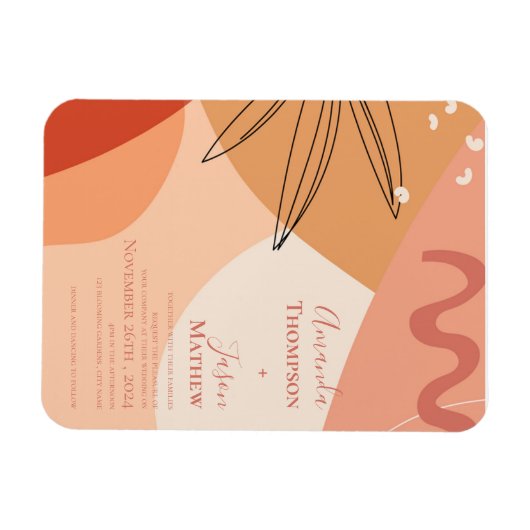 Hand getrokken terracotta Abstracte bruiloft uitno Magneet (Horizontaal)