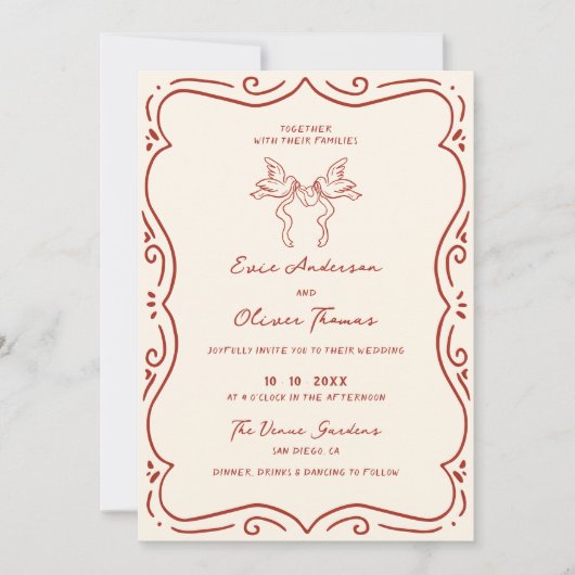 Hand getrokken terracotta Lijst bruiloft Kaart (Voorkant)