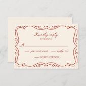 Hand getrokken terracotta Lijst bruiloft RSVP Kaartje (Voorkant / Achterkant)