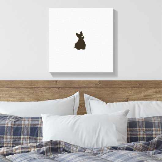 Hand getrokken Terrier Silhouet Canvas Print (Insitu (Slaapkamer))