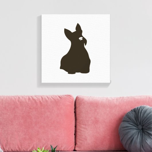 Hand getrokken Terrier Silhouet Canvas Print (Insitu (Woonkamer))