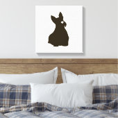 Hand getrokken Terrier Silhouet Canvas Print (Insitu (Slaapkamer))
