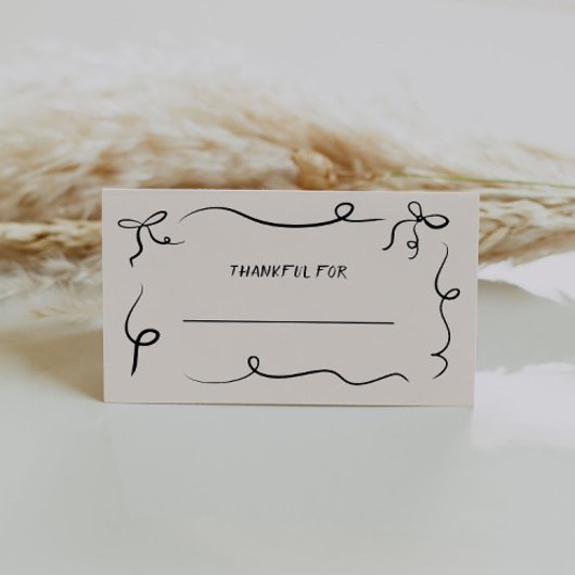 Hand getrokken Thanksgiving Dinner Place Card Plaatskaartje