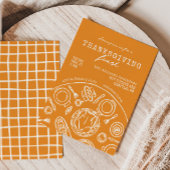 Hand getrokken Thanksgiving Doodle Uitnodiging