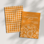 Hand getrokken Thanksgiving Doodle Uitnodiging