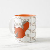 Hand-getrokken thee koffie rode eekhoorn tweekleurige koffiemok (Voorkant links)