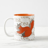 Hand-getrokken thee koffie rode eekhoorn tweekleurige koffiemok (Links)