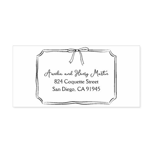 Hand getrokken tijdloze Coquette boog retouradres Zelfinktende Stempel (Design)