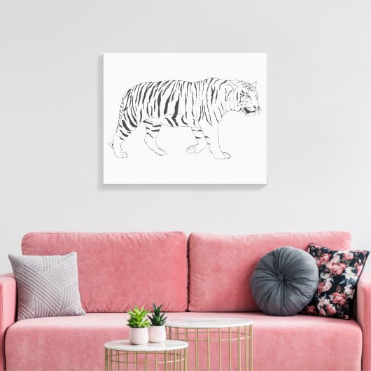 Hand getrokken tijger tekening Poster Canvas Afdruk (Insitu (Woonkamer))