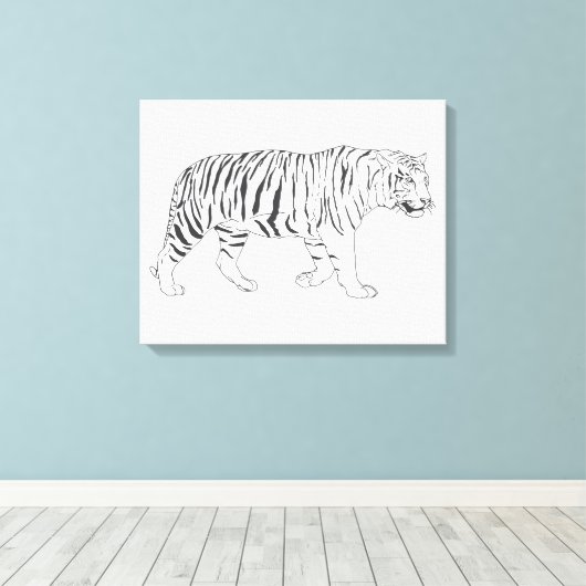 Hand getrokken tijger tekening Poster Canvas Afdruk (Insitu (Houten vloer))