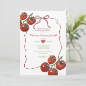 Hand getrokken tomaat Baby shower uitnodiging (Staand voorkant)