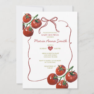 Hand getrokken tomaat Baby shower uitnodiging