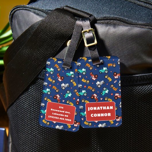 Hand getrokken tractoren Patroon Bagagelabel voor