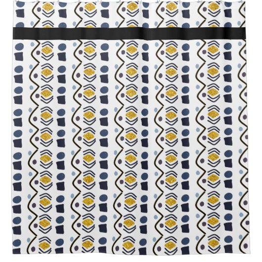 Hand getrokken tribal geometrisch modern patroon douchegordijn (Voorkant)