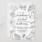 Hand getrokken Tropical Beach vrijgezellenfeest Kaart (Voorkant)