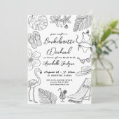 Hand getrokken Tropical Beach vrijgezellenfeest Kaart (Staand voorkant)